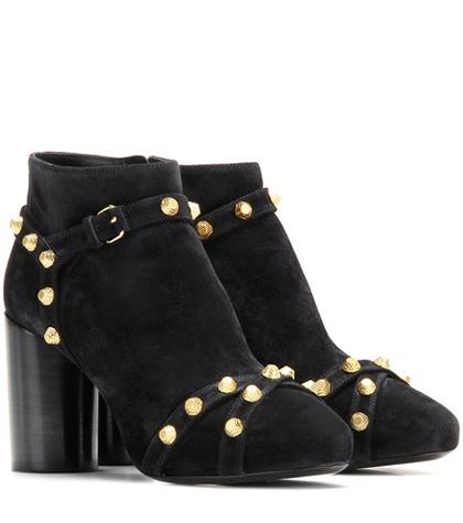 Balenciaga Embellished Suede Ankle Boots