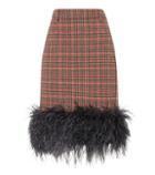 Miu Miu Feather-trimmed Tweed Skirt