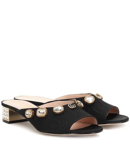 Gucci Embellished Moire Sandals