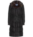 Prada Down Coat With Fur Collar