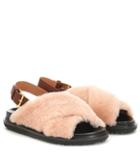 Marni Shearling And Leather Sandals