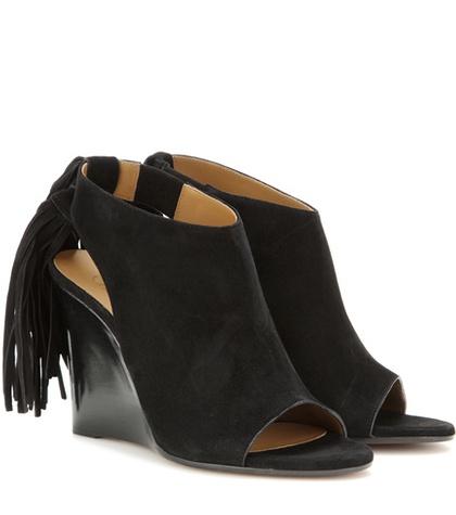 Chlo Fringed Suede Wedge Sandal