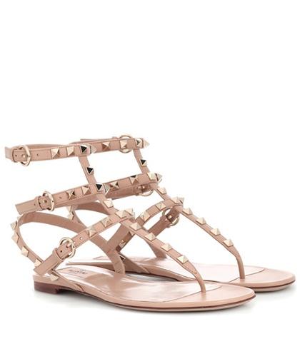 Gucci Valentino Garavani Rockstud Leather Flat Sandals