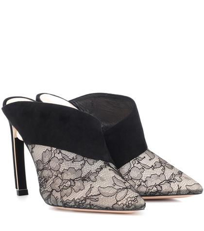 Nicholas Kirkwood Mira Pearl Lace And Velvet Mule
