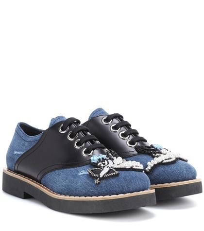 Prism Embellished Denim Oxford Shoes