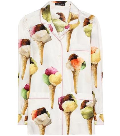 Dolce & Gabbana Printed Silk Satin Shirt