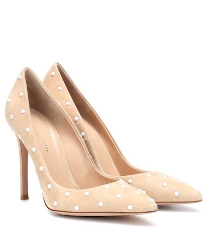 Gucci Reine Embellished Suede Pumps