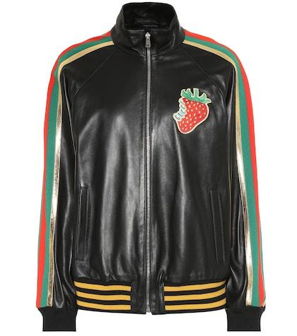 Joseph Appliquéd Leather Bomber Jacket