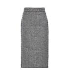 Valentino Embellished Wool Tweed Pencil Skirt