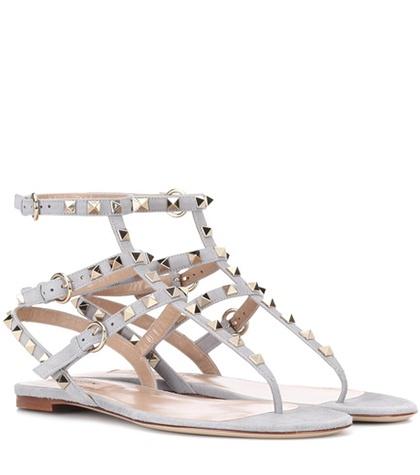 Gucci Valentino Garavani Rockstud Suede Sandals