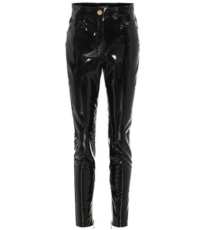 Balmain High-waisted Skinny Vinyl Pants