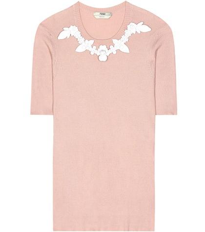 Burberry Leather-embellished Silk Top