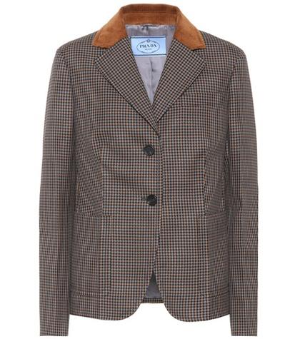Prada Wool-blend Houndstooth Blazer