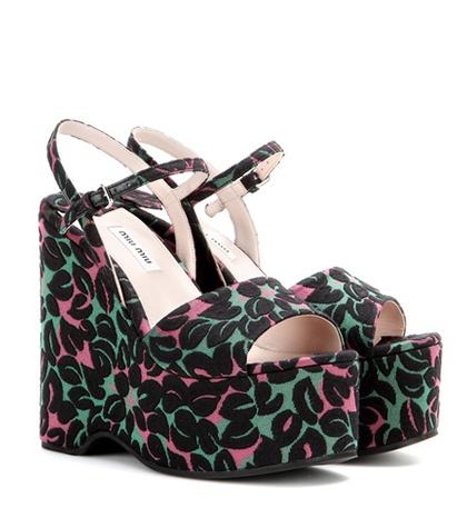 Saint Laurent Jacquard Wedge Sandals