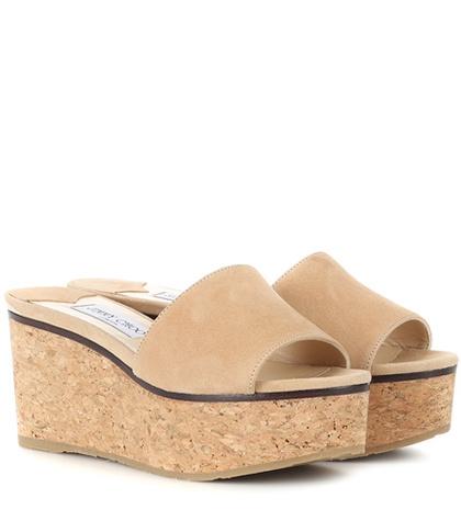 Jimmy Choo Deedee 80 Suede Platform Slides