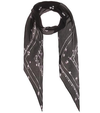 Rockins Night Flower Classic Skinny Silk Scarf