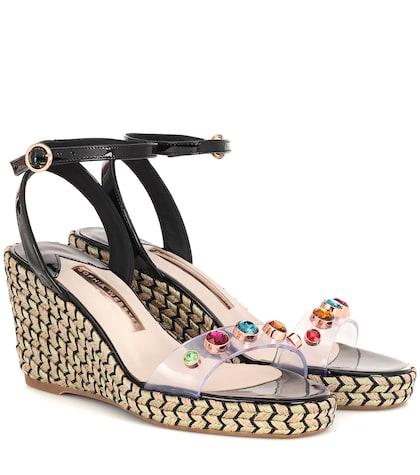 Sophia Webster Dina Leather-trimmed Wedge Espadrilles