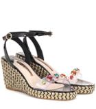 Sophia Webster Dina Leather-trimmed Wedge Espadrilles