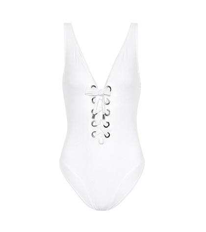 Karla Colletto Lace-up One-piece Swimsuit