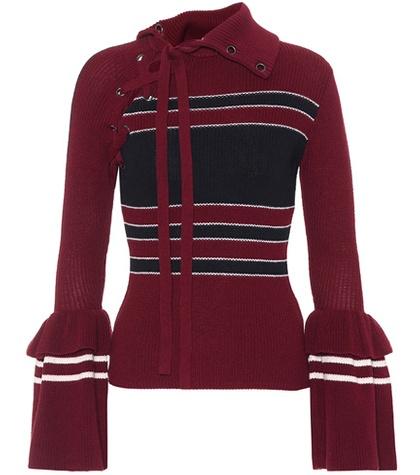 Self-portrait Striped Cotton And Wool Sweater
