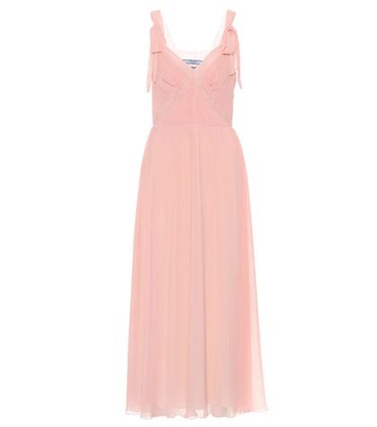 Prada Sleeveless Pleated Silk Dress