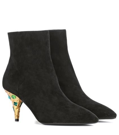 Prada Embellished Suede Ankle Boots