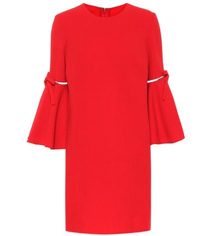 Oscar De La Renta Flutter-sleeve Wool Crêpe Minidress