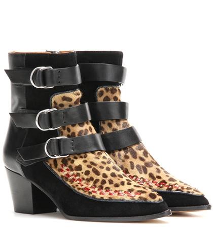 Isabel Marant Printed Calf Hair And Suede Ankle Boots