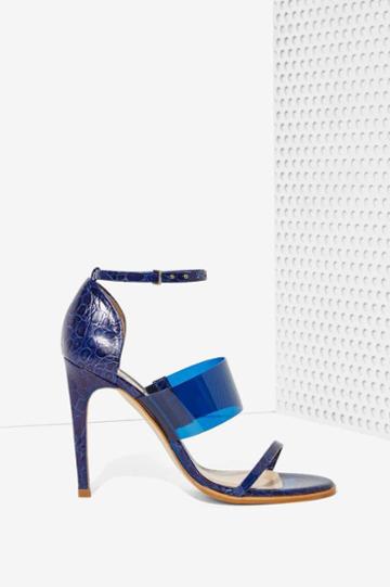 The Mode Collective Triple Threat Leather Heel - Navy Vinyl