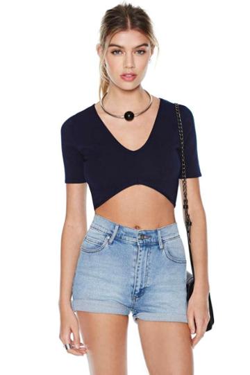 Factory Highest Peak Crop Top - Navy