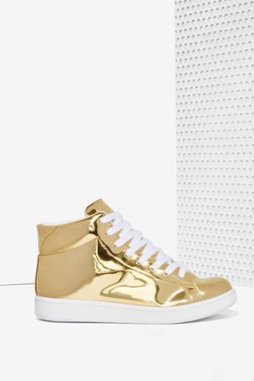 Jc Play By Jeffrey Campbell Player High-top Sneaker - Gold Mirror