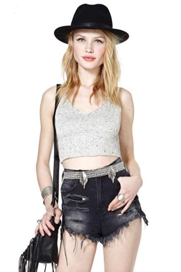 Ym Knit The Right Gray Crop Top