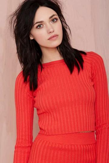For Love & Lemons Knitz By For Love And Lemonz Snuggler Ribbed Crop Top