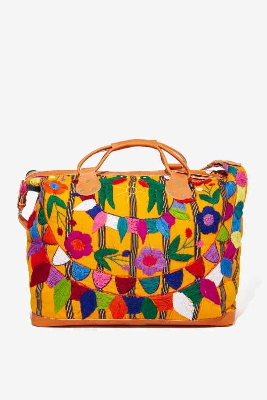Stela 9 Allende Embroidered Leather Weekender Bag