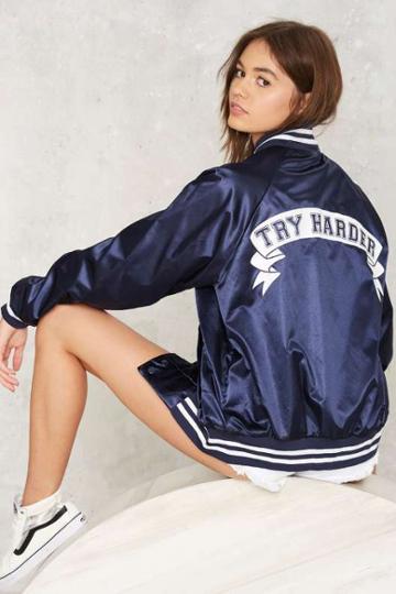 Factory Stay Cute Try Harder Bomber Jacket
