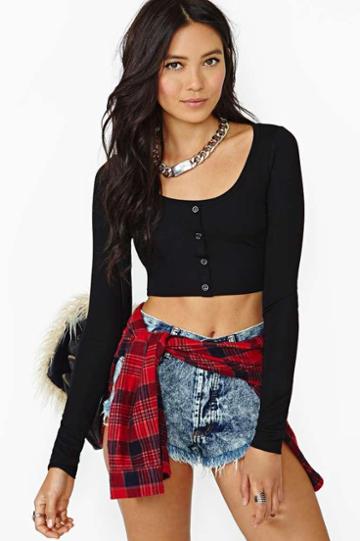 Factory Cruel Nights Crop Top - Black