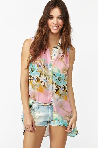 Painted Floral Blouse