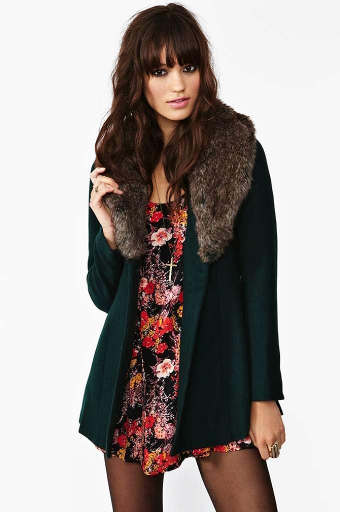 Factory Florence Coat - Hunter Green