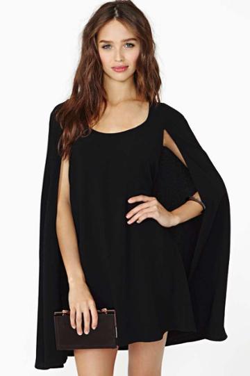 Factory Nasty Gal Angel Cape Dress - Black