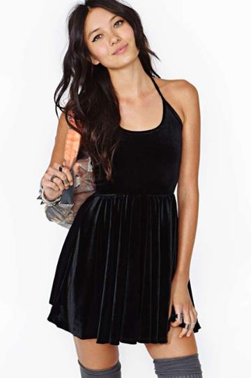Factory Nocturne Velvet Skater Dress