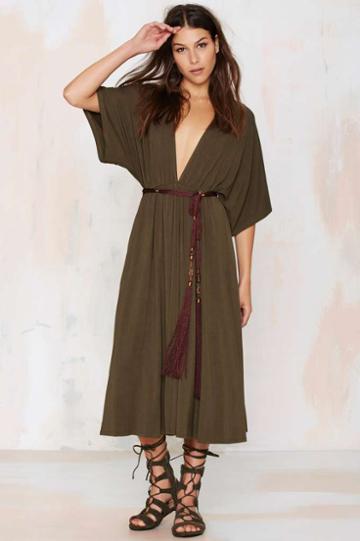 Teenplo Spin Me Round Plunging Knit Dress