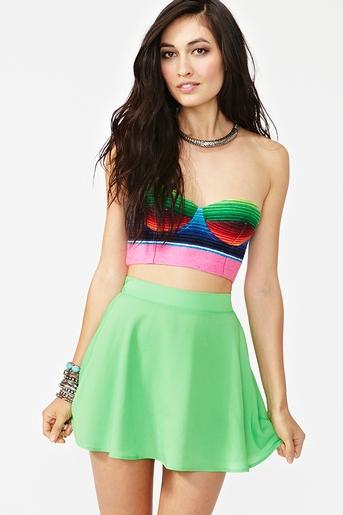 Silk Circle Skirt - Neon Green