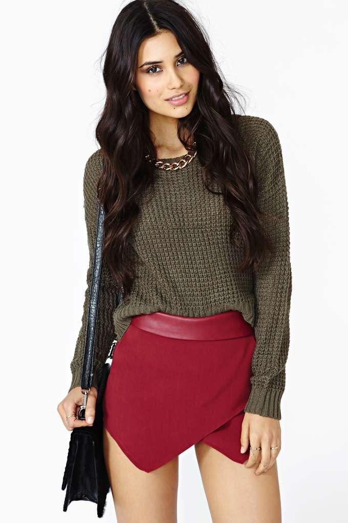 Factory Courted Skort - Wine