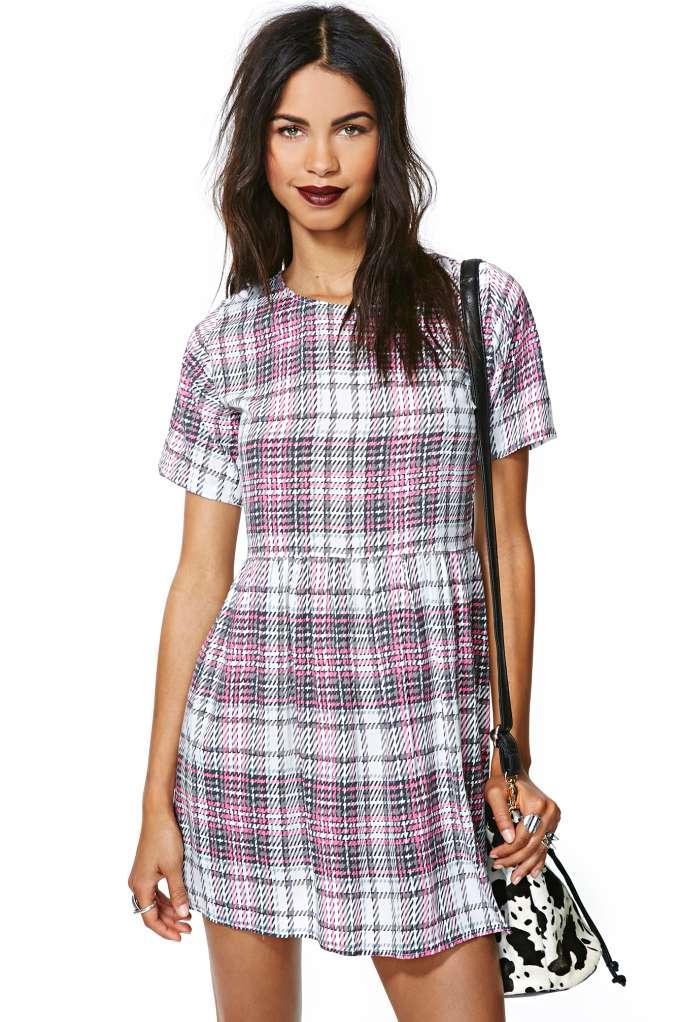 Motel Motel Penny Dress - Tartan Pink