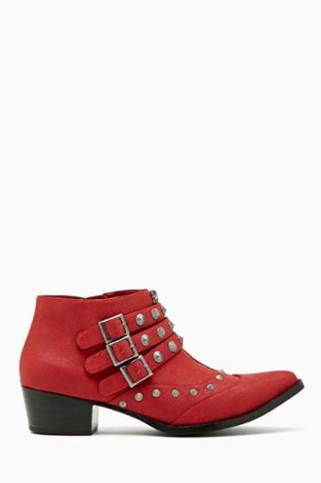 Factory Shoe Cult Brix Stud Ankle Boot - Red