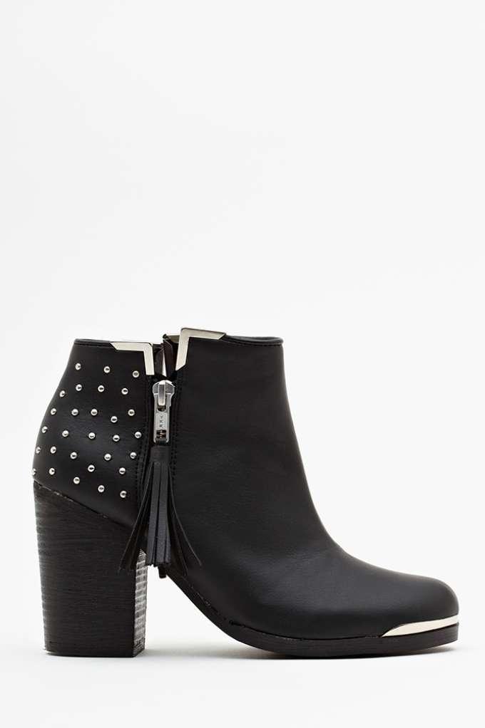 Factory Studded Ankle Boot - Black