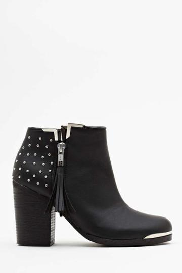 Factory Studded Ankle Boot - Black