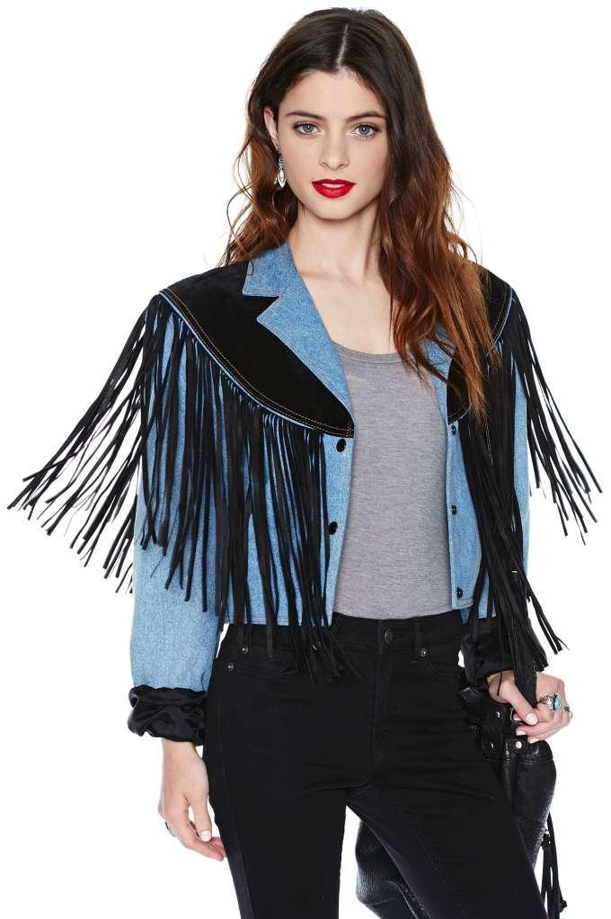 Nasty Gal Vintage Vintage Fringe Away Denim Jacket
