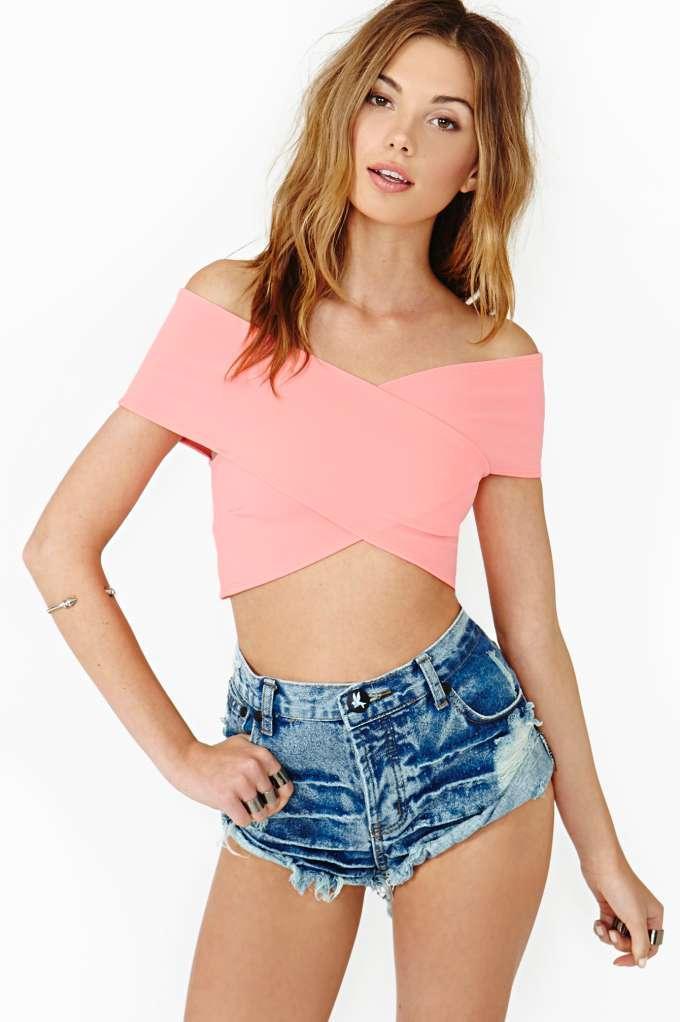 Nasty Gal Nasty Gal Flux Crop Top - Electric Salmon