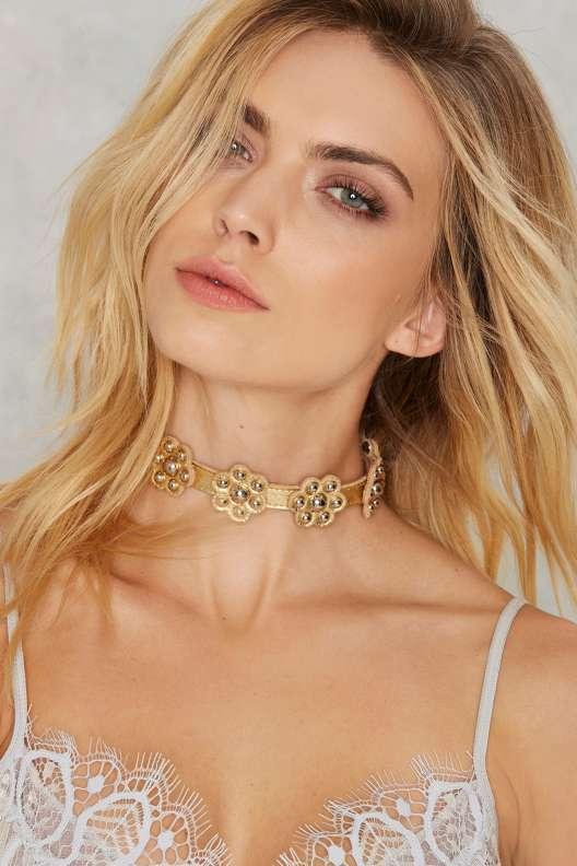 Factory Zana Bayne Starflower Leather Choker - Gold